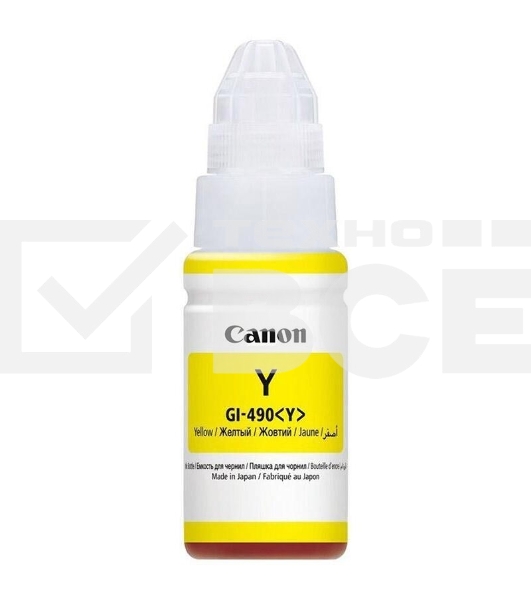 Чернила Canon GI-490Y 0666C001 желтый для Canon Pixma G1400/2400/3400 (70мл)
