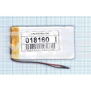 Аккумулятор Li-Pol (батарея) 4*36*63мм 2pin 3.7V/800mAh