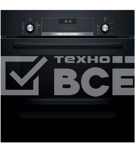 Духовой шкаф электрический Bosch HBJ558YB3Q, 60 см, 66 л, черный, класс энергоэффективности А, 8 режимов, LCD-дисплей, галогенное освещение, самоочистка EcoClean