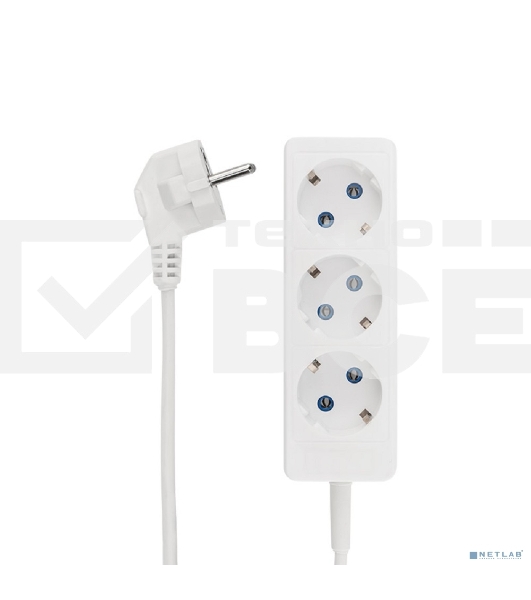 Удлинитель PROconnect 3 гнезда, 1.5 м, 3х0.75 мм², с/з, белый