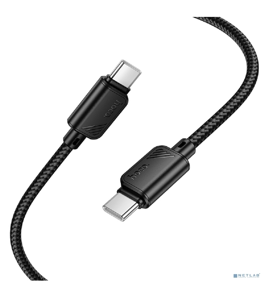 Кабель USB2.0 Hoco Type-C/Type-C, 3А, 60Вт, нейлоновая оплетка, X113, 1м, черный, коробка