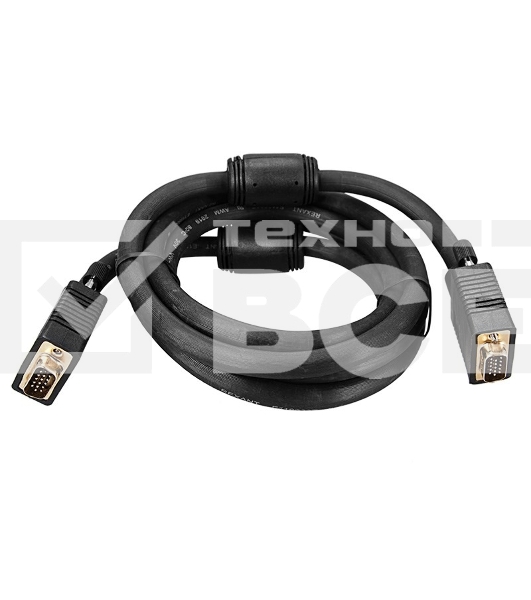 Шнур VGA - VGA с ферритами, длина 3 метра, черный (GOLD) Rexant