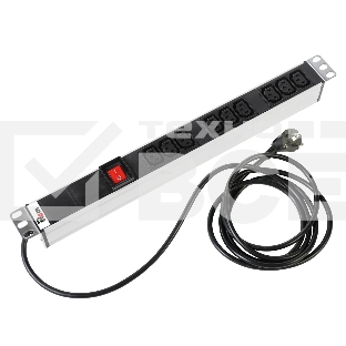 ЦМО Блок розеток Rem-16 с выкл., 9 IEC 60320 C13, 16A, алюм., 19