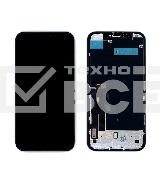 Дисплей для Apple iPhone XR в сборе с тачскрином и рамкой (AAA TFT), черный
