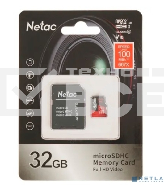 Флеш карта MicroSD card Netac P500 Extreme Pro 32GB, retail version w/SD adapter