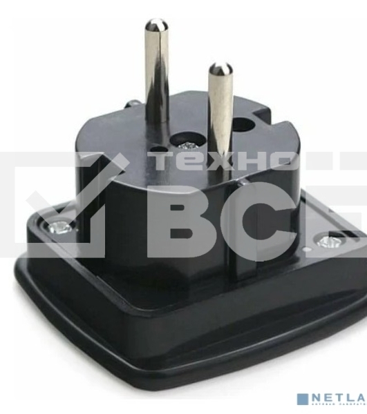 Переходник питания Gembird A-AC-UKEU-001B черный, с вилки EU,UK в RU