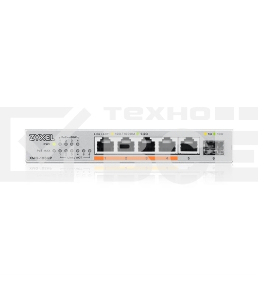Коммутатор Zyxel XMG-105HP-EU0101F (L2) 5x2.5Гбит/с 1SFP+ 4PoE++ 70W неуправляемый