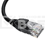 Патч-корд прямой 10.0m UTP кат.5e, черный, верхний угол, литой, ethernet high speed, RJ45, T568B, фото 1