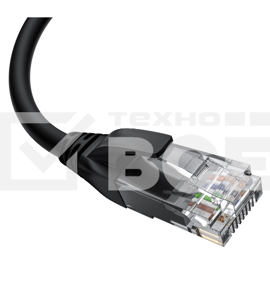 Патч-корд прямой 10.0m UTP кат.5e, черный, верхний угол, литой, ethernet high speed, RJ45, T568B