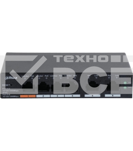 Коммутатор Dahua DH-CS4006-4GT-60 (L2) 4x1Гбит/с 2xКомбо(1000BASE-T/SFP) 60W управляемый