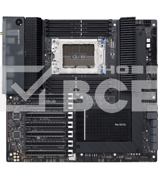 Материнская плата ASUS Pro WS WRX80E-SAGE SE WIFI, sWRX8, AMD WRX80, 8xDDR4, 8xSATA, 3xM.2, 7xPCI-E 4.0 x16, 2x 10Gb LAN, 8xUSB-A 3.2 Gen 2, 5x3.5 мм, 7.1, E-ATX