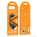 Кабель USB2.0 Hoco Type-C/Type-C, 3А, 60Вт, нейлоновая оплетка, X113, 1м, черный, коробка, фото3