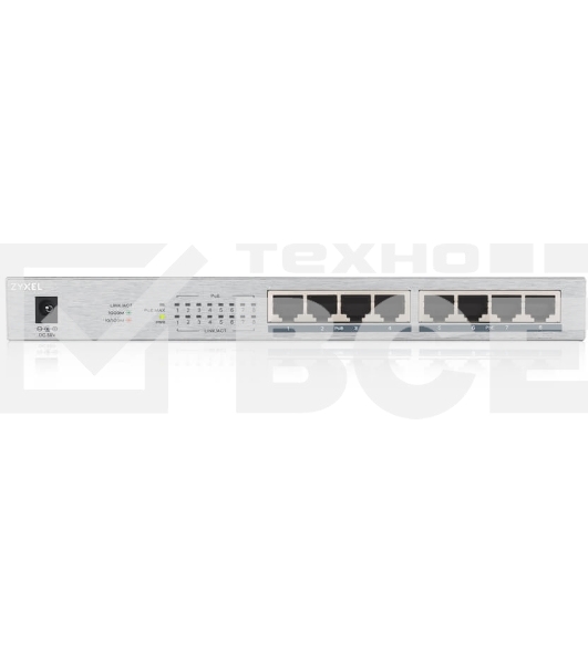 Коммутатор Zyxel GS1008HP Switch PoE +, 8xGE PoE +, tabletop, metal, silent, budget PoE 60 W