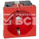 Механизм розетки Legrand 1-м СП Mosaic 2 модульный, с заземлением, красный Legrand 077214 124965, фото 1