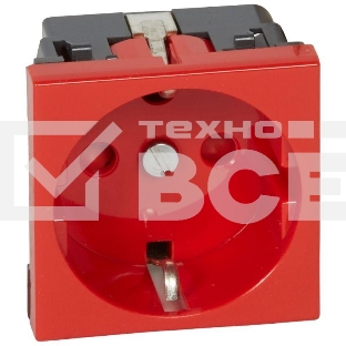 Механизм розетки Legrand 1-м СП Mosaic 2модульный, с заземлением, красный Legrand 077214 124965