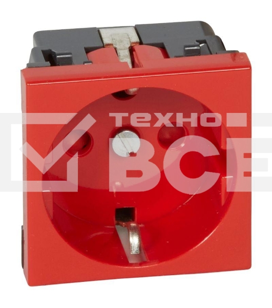 Механизм розетки Legrand 1-м СП Mosaic 2 модульный, с заземлением, красный Legrand 077214 124965