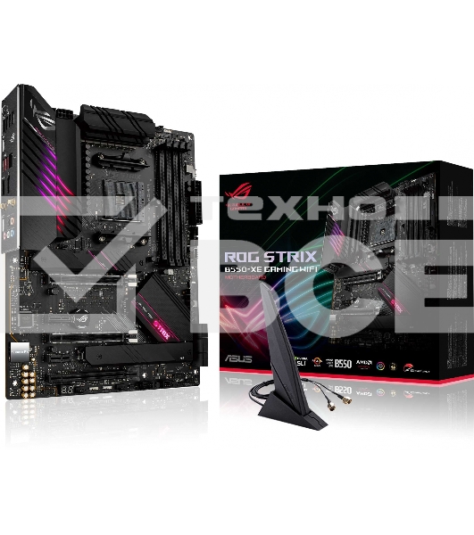 Материнская плата ASUS ROG STRIX B550-XE GAMING WIFI, AM4, AMD B550, 4xDDR4, 6xSATA, 2xM.2, 1xPCI-E 4.0 x16, 1xPCI-E 4.0 x8, 1xPCI-E 3.0 x4, 1xHDMI, 1xDP, 1x 2.5Gb LAN, 2xUSB-A 3.2 Gen 2, 1xUSB-C 3.2 Gen 2, 4xUSB 2.0, 5x3.5 мм, 7.1, Standard-ATX
