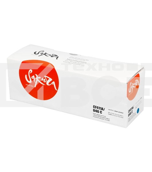 Картридж Sakura CF411A/046C для HP и Canon, голубой, 2300 к.