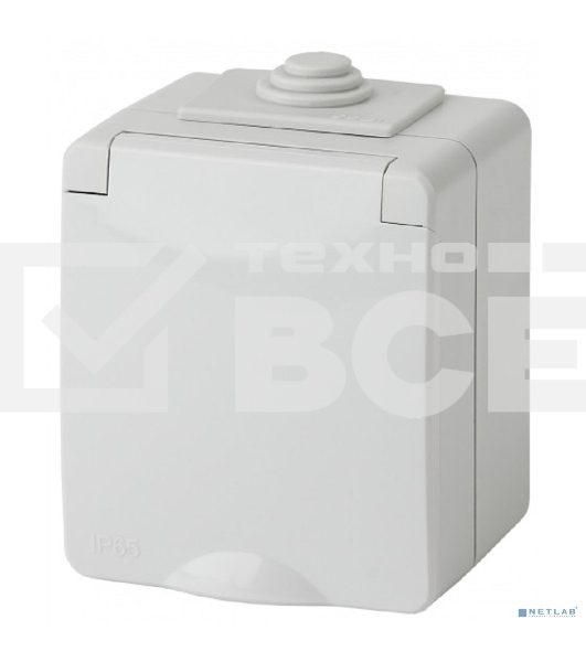 Розетка ЭРА ОП 2P+E 11-2602-03 16А-250В с защ. шторками IP65 сер.