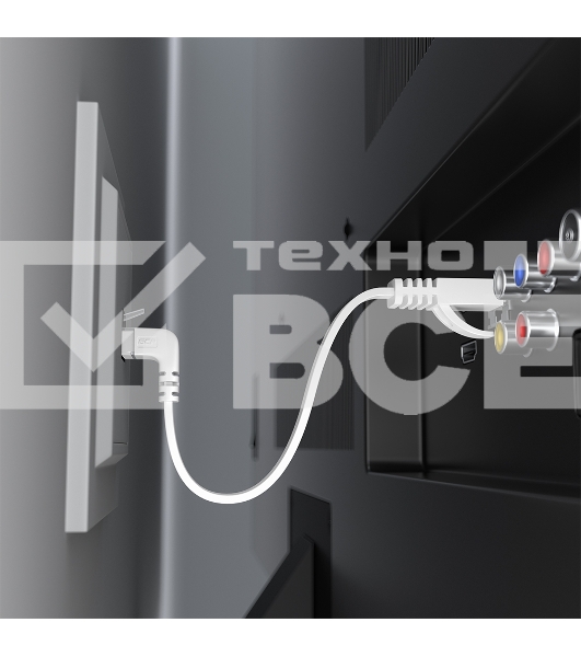 Патч-корд GCR PROF плоский 3.0m, UTP медь кат.6, белый, нижний угол, ethernet high speed 10 Гбит/с, RJ45, T568B