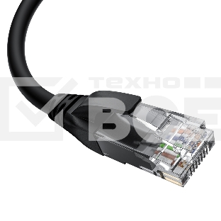 Патч-корд прямой 15.0m UTP кат.5e, черный, верхний угол, литой, ethernet high speed, RJ45, T568B