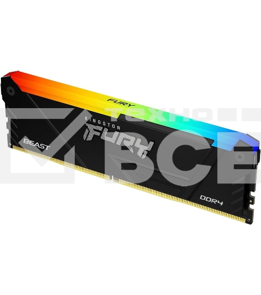 Оперативная память Kingston Fury Beast, DDR4, 16GB (1x16GB), 3600MHz, CL18, с радиатором, RGB, черный