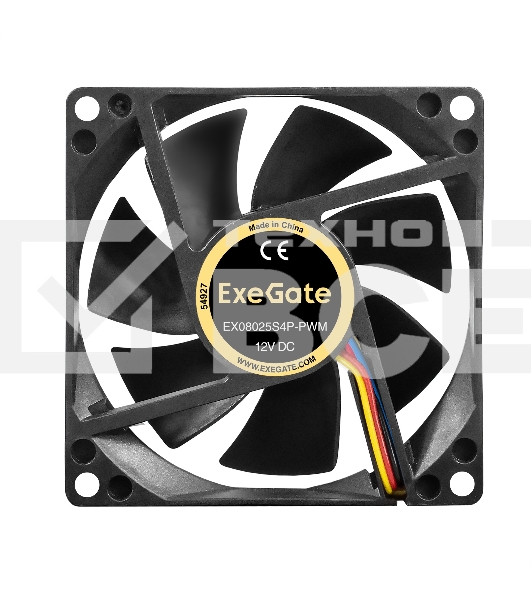 Вентилятор для корпуса ExeGate EX08025S4P-PWM черный, 80 мм, 2300 об/мин, 23 дБ, 4 pin