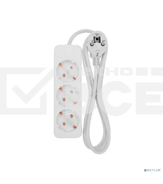 Удлинитель PROconnect 3 гнезда, 1,5 м, 3х0,75 мм², с/з, белый