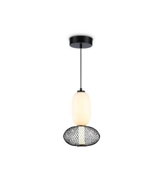 Подвесной светодиодный светильник Ambrella light LH11007 BK/FR черный/белый матовый 15W 3000K D220*350