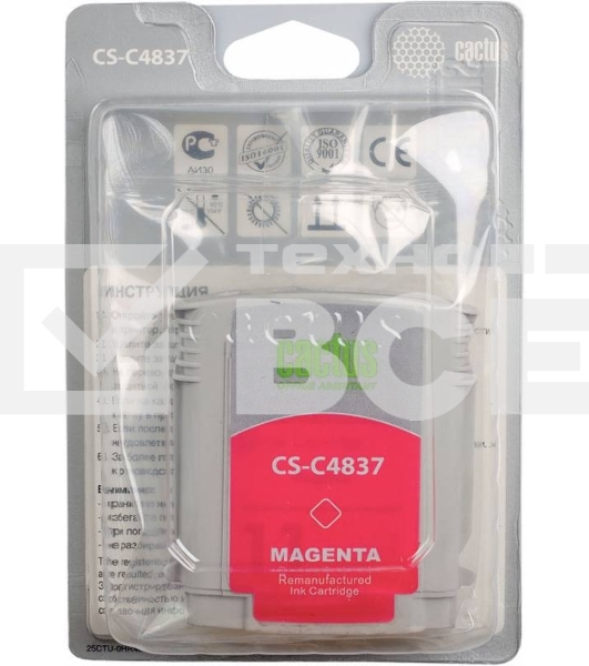 Картридж струйный Cactus CS-C4837 пурпурный (29 ml) для №11 HP 2000/2500/1000/1100/1200
