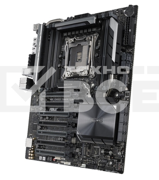 Материнская плата ASUS WS C422 SAGE/10G LGA2066, LGA2066, Intel C422, 8xDDR4, 8xSATA, 2xM.2 (PCIe x4/SATA), 7xPCIe 3.0 x16, 2xPCIe x16 (через PLX), 2x10Gb LAN (Intel X550-AT2), 1xUSB-C 10Gbps, 2xUSB-A 10Gbps, 4xUSB-A 5Gbps, 1xUSB-A 2.0, 1xHDMI, 1xDisplayP