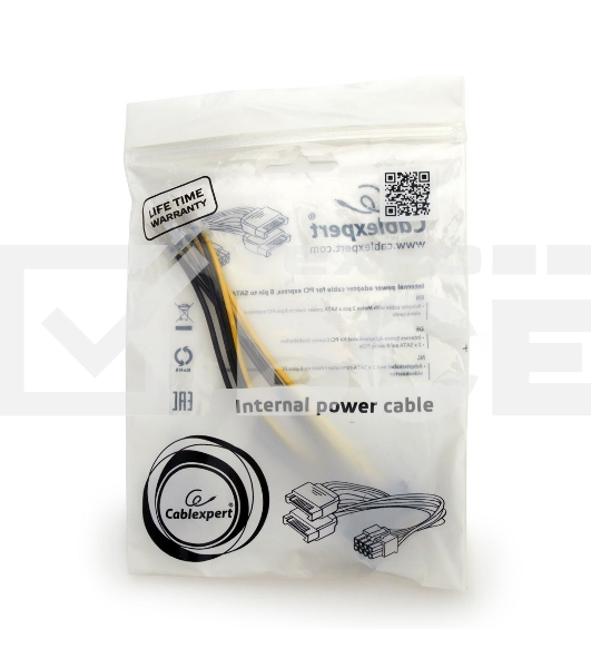 Разветвитель питания Cablexpert CC-PSU-83, 2xSATA->PCI-Express 8pin, для подключения в/к PCI-Е (8pin) к б/п ATX