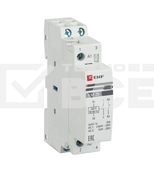 Контактор модульный КМ 20А NО+NC (1 мод.) EKF km-1-20-11