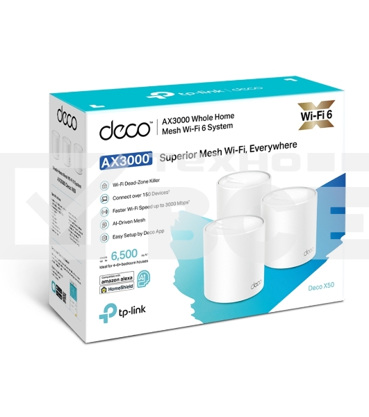 Бесшовный Mesh роутер TP-Link Deco X50(3-Pack) AX3000 10/100/1000BASE-TX (упак.:3шт)