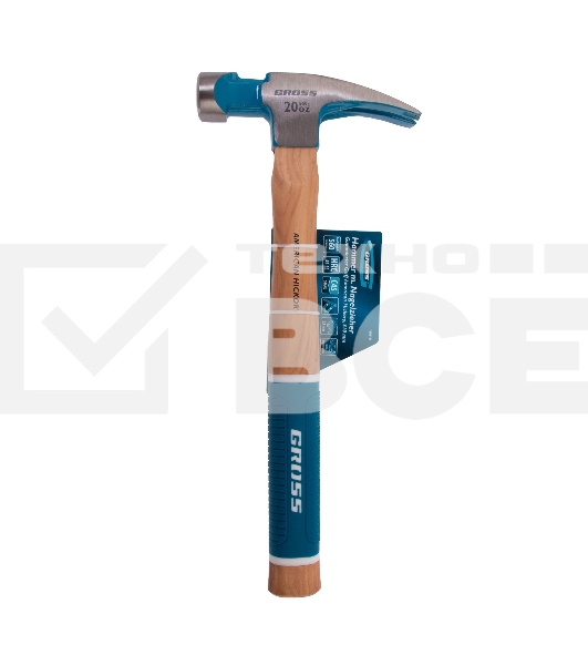 Молоток-гвоздодер,560 г, угол 75, магнит, обрезиненная рукоятка AMERICAN HICKORY   GROSS