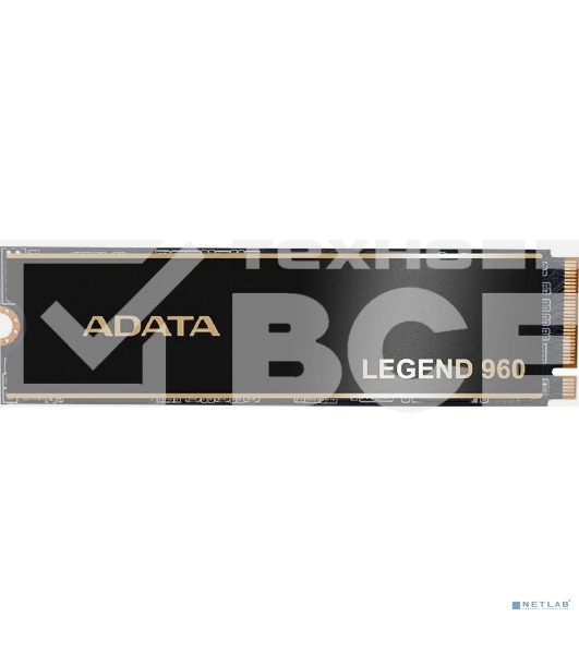 Накопитель SSD ADATA LEGEND 960, 2Tb, PCIe 4.0 x4, M.2 2280, NVMe, R/W 7400/6800, с радиатором