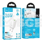 Зарядное устройство Hoco 20Вт, 3А, QC3.0/PD, 1xUSB, 1xType-C, N61, белый, коробка, фото 1