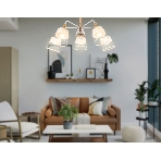Светильник Ambrella light TR4738/5 WH/LW белый/светлое дерево E27/5 max 40W D760*350, фото 1