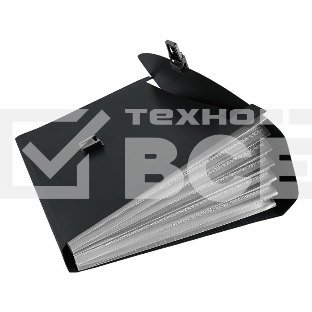 Портфель Бюрократ -BPP6BLCK 6 отдел. A4 пластик 0.7мм черный