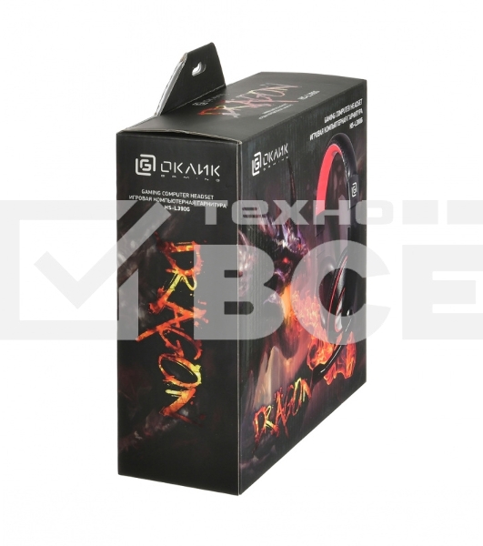 Гарнитура Oklick HS-L390G DRAGON black/red 1.8m (JD-728S)