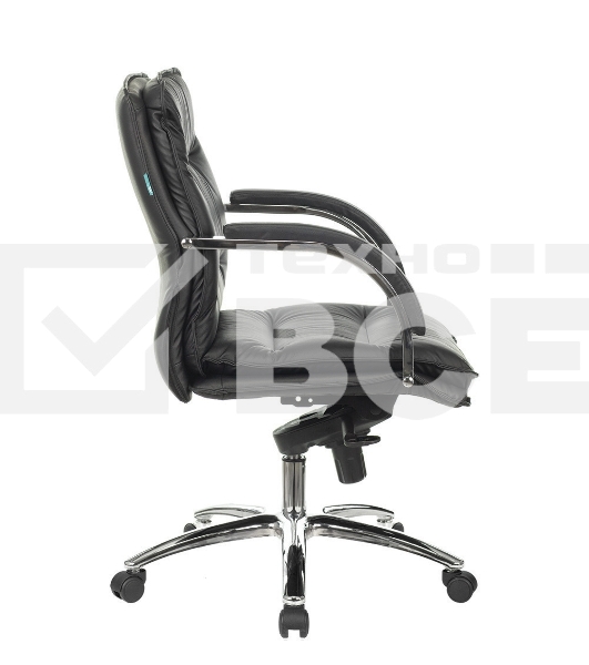 Кресло руководителя Бюрократ T-9927SL-LOW/BLACK черный, кожа, низкая спинка, крестовина хром