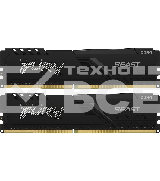 Оперативная память Kingston Fury Beast, DDR4, 64GB (2x32GB), 3200MHz, CL16, чёрный