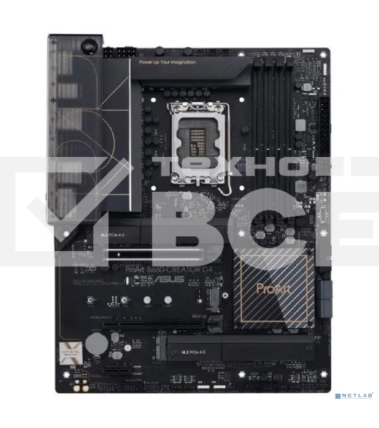 Материнская плата ASUS ProArt B660-CREATOR D4, LGA 1700, Intel B660, 4xDDR4, 4xSATA, 3xM.2, 1xPCIe 5.0 x16, 1xPCIe 3.0 x4, 1xPCIe x1, 1xHDMI, 1xDP, 2x 2.5Gb LAN, 4xUSB-A 2.0, 4xUSB-A 3.2 Gen 1, 1xUSB-C 3.2 Gen 2, 5x3.5 мм, TOSLINK, ATX