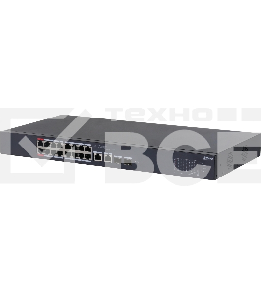 Коммутатор Dahua DH-CS4218-16ET-190 (L2) 16x100Мбит/с 2x1Гбит/с 2xКомбо(1000BASE-T/SFP) 2SFP 16PoE 190W управляемый