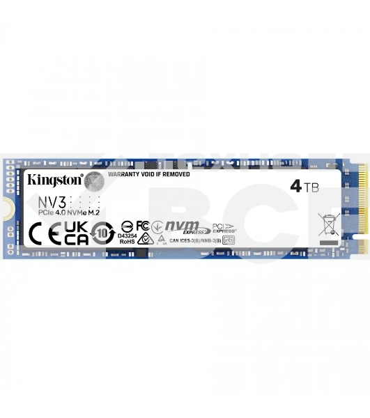 Накопитель SSD Kingston NV3, 4000GB, M.2 2280, PCIe 4.0 x4, NVMe, R/W 6000/5000