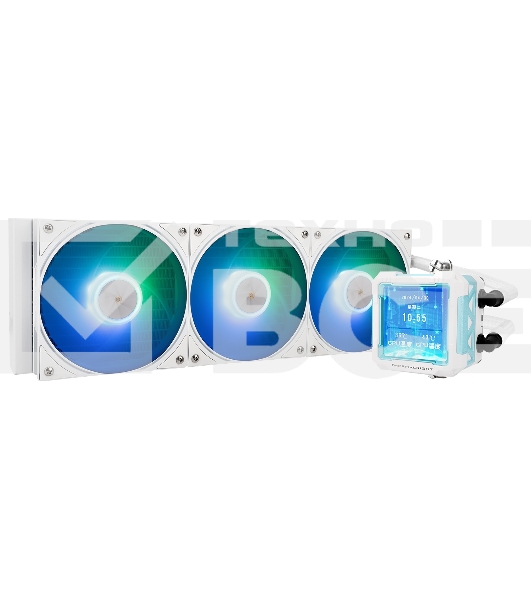 Водяное охлаждение для процессора Thermalright Frozen Warframe Pro 360 White ARGB (360mm, White, ARGB/ Fans: 3x120mm, 70.84CFM, 29.8dBA, 2000RPM/ Pump height 60mm, 23dBA, 3000RPM, Rad thickness 27mm/ S: 1200, 1700, 1851, 2011, 2066, 115X, AM4, AM5)