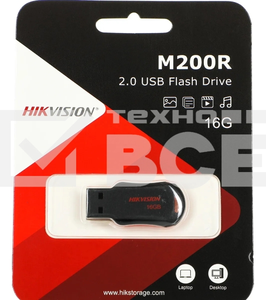 Флеш Диск Hikvision 16Gb HS-USB-M200R/16G USB2.0 черный