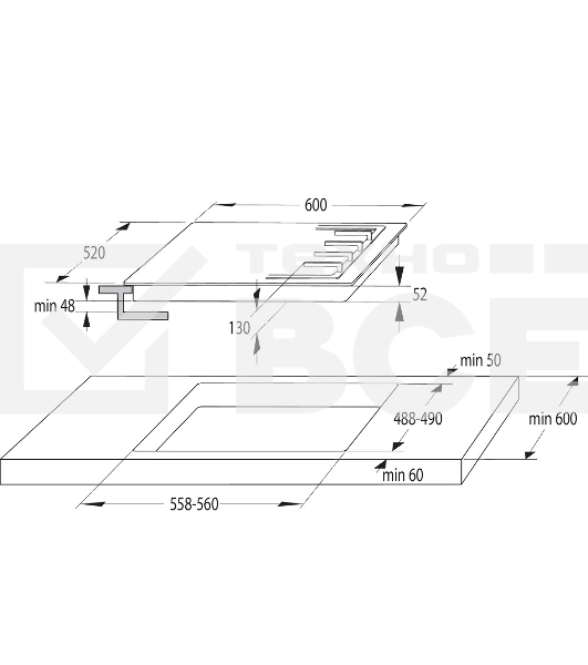 Газовая варочная панель Gorenje GW642SYB, 4 конфорки, эмалированная сталь, черный