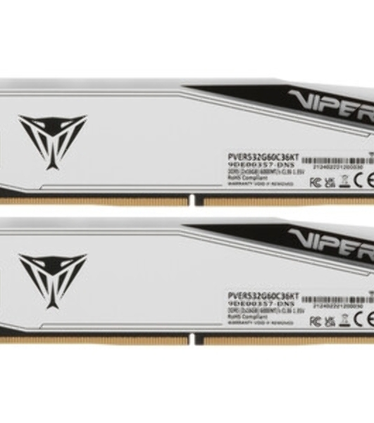 Оперативная память Patriot Viper Elite 5 Ultra RGB, DDR5, 32GB (2x16GB), 6000 MHz, CL28, с радиатором, RGB, чёрный