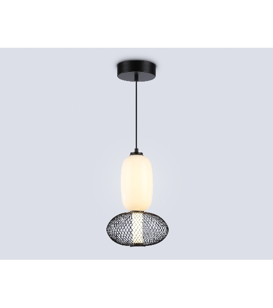 Подвесной светодиодный светильник Ambrella light LH11007 BK/FR черный/белый матовый 15W 3000K D220*350